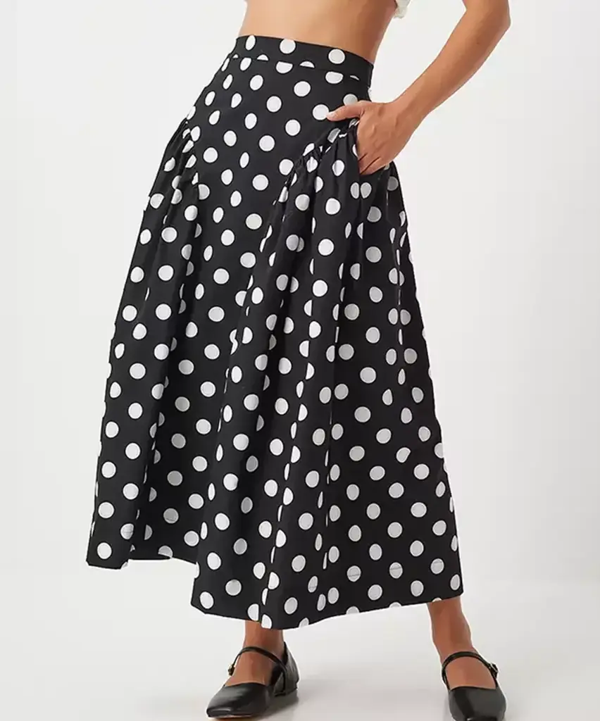 黑色波點中長裙