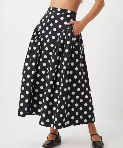 黑色波點中長裙