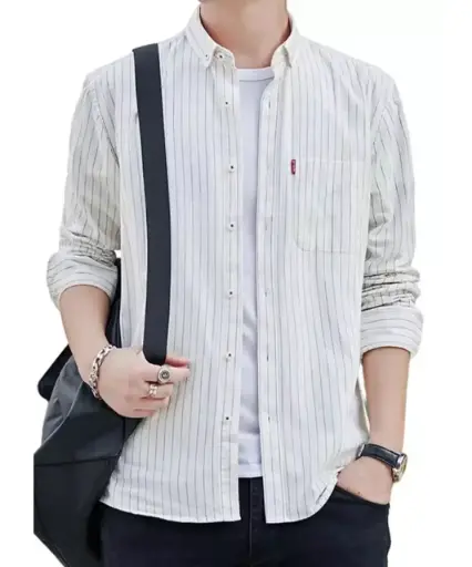 條紋長袖襯衫